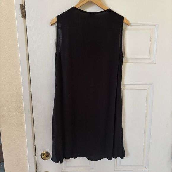 Embroidered Mexican Women Midi Dress Colorful Sleeveless Black L Bohemian Floral - Picture 8 of 10